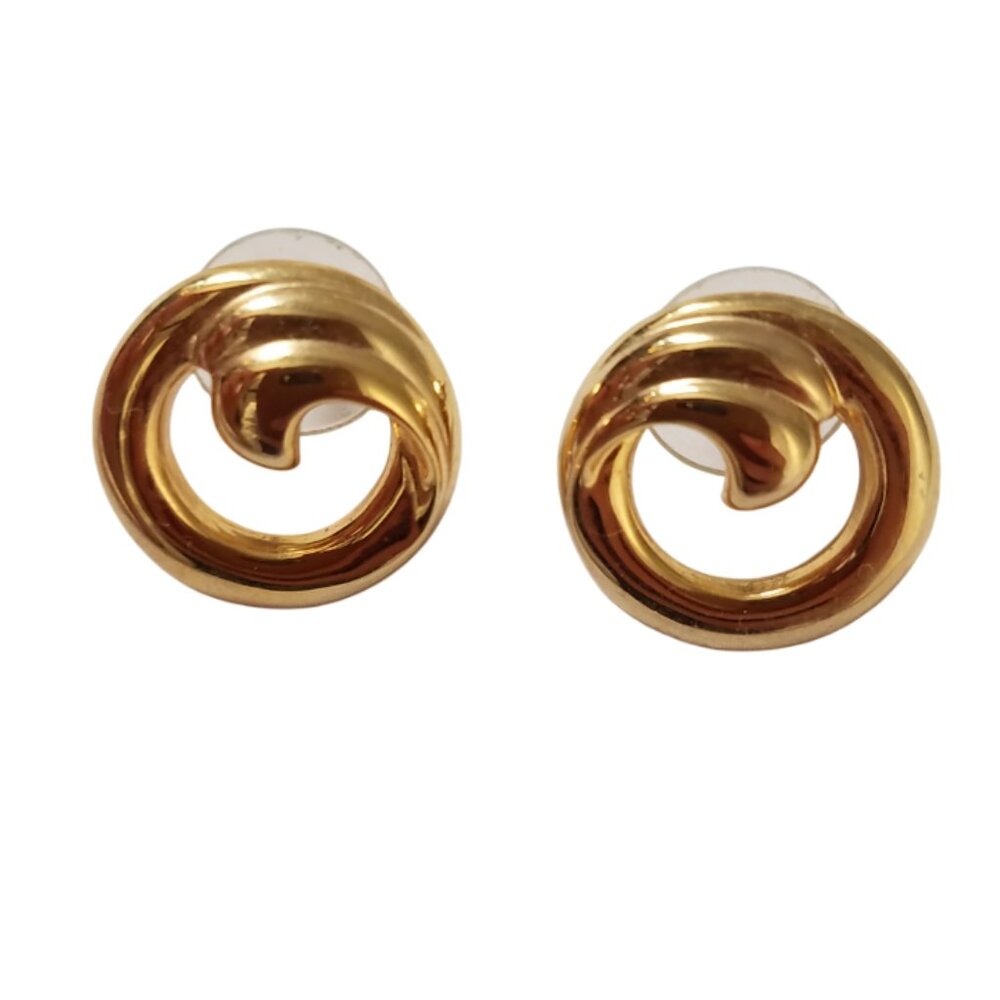 Yellow Gold Vintage Circle Costume Jewelry Earrings